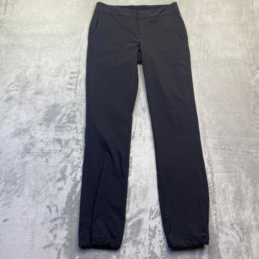 Athleta Black Hiking Pants Straight Leg Bungee Hem Stretch Women Sz 6 Athleisure